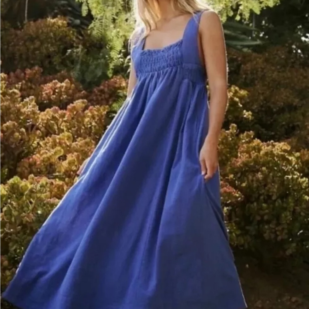 Free People Delphine Midi Dress Birdsong Blue (S)